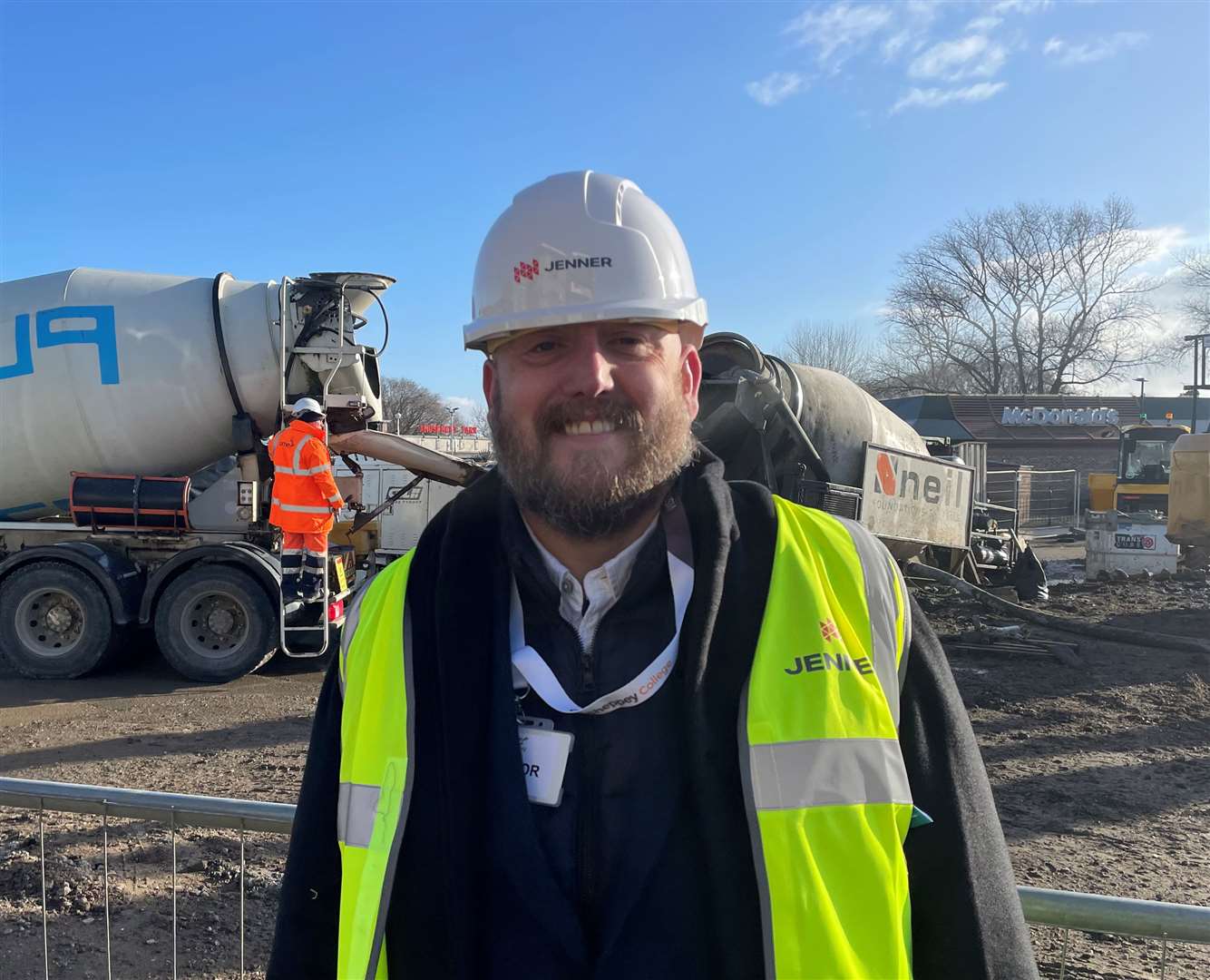 MP for Sheppey and Sittingbourne, Kevin McKenna, at the construction site of the new Sheppey College extension in Bridge Road, Sheerness. Picture: Joe Crossley