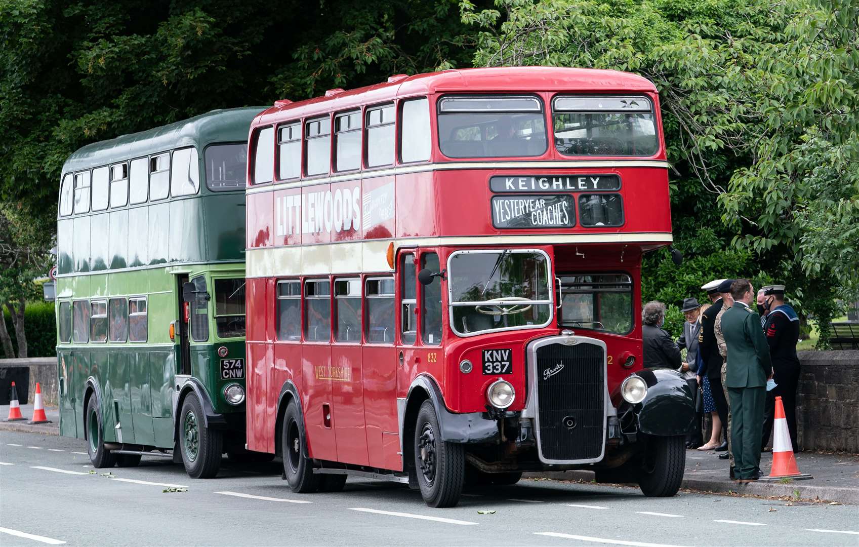 Buses that carried members of the guard of honour at Morton Cemetery, Riddlesden, Keighley (Danny Lawson/PA)