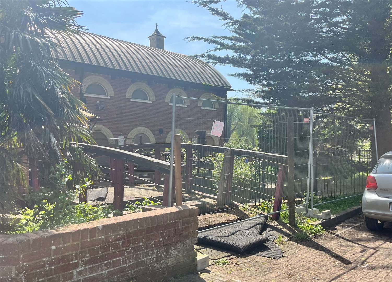 The bridge at the Flour Mills in Ashford has been fenced off after being vandalised