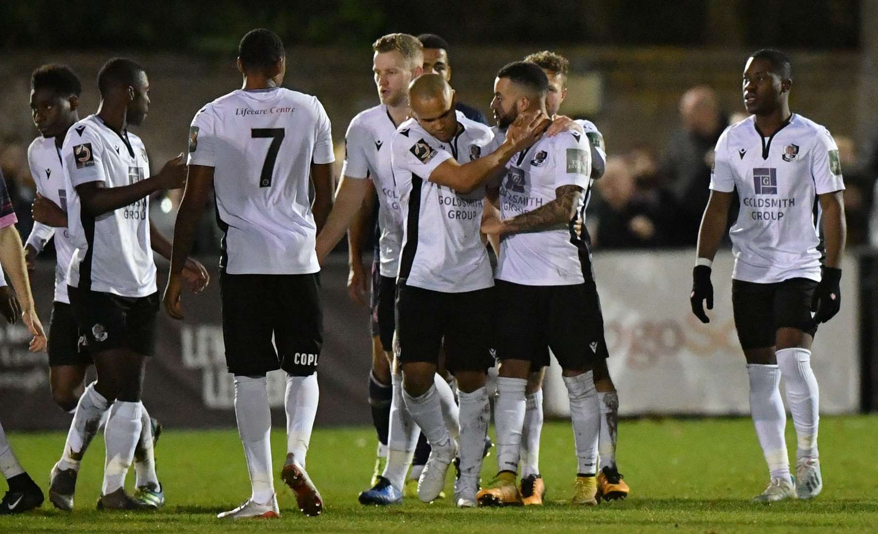 Dartford celebrate their equaliser at Dulwich on Saturday. Picture: Keith Gillard