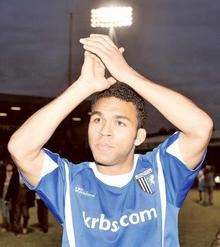 Andy Barcham applauds the Gills fans at the end of the game