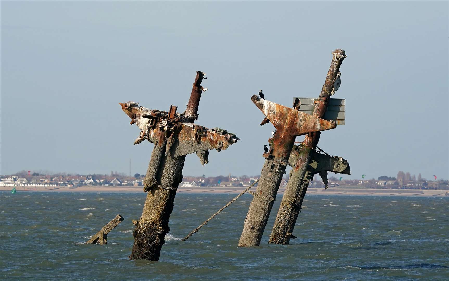 A view of the masts of the SS Montgomery (Gareth Fuller/PA)