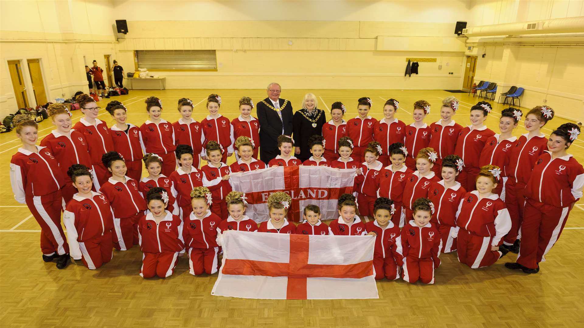 The Linda Fryday Academy of Irish Dance with the mayor of Dartford, Cllr John Burrell and mayoress Eija Burrell