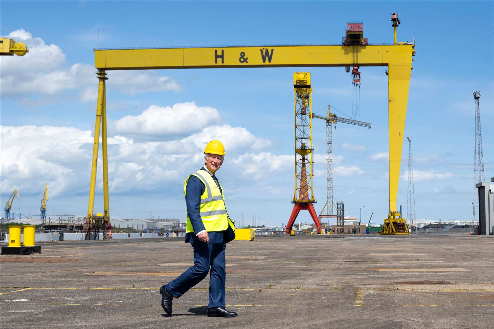 The Prince of Wales during a visit to Harland & Wolff (Samir Hussein/PA)