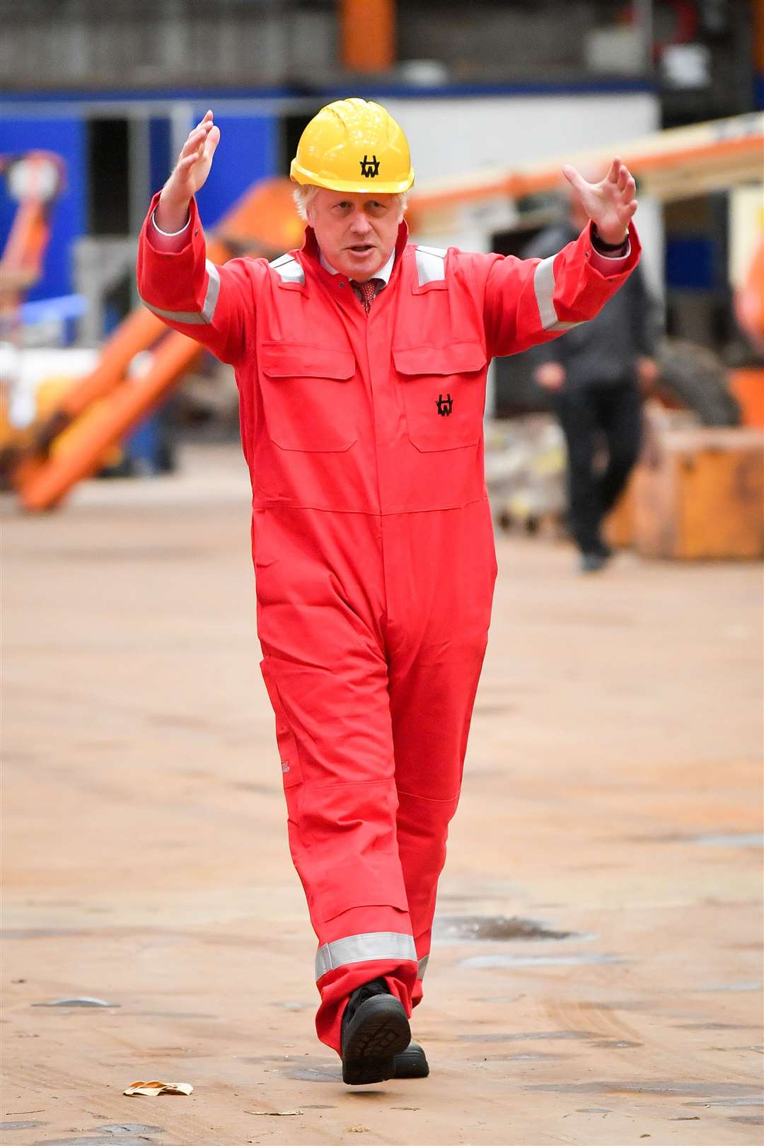 Prime Minister Boris Johnson during his visit to Appledore Shipyard in Devon (Ben Birchall/PA)