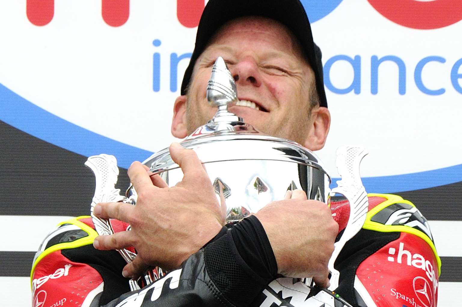 Sittingbourne's Shane Byrne celebrates his win in race two at Brands Hatch in the British Superbike Championship. Picture: Simon Hildrew