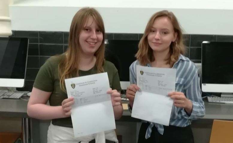 Maisie Manning and Jasmine Walke of Chatham & Clarendon Grammar School are off to Oxford and Cambridge respectively (15278624)