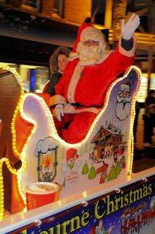 Father Christmas rides into town for the Sittingbourne lights switch on