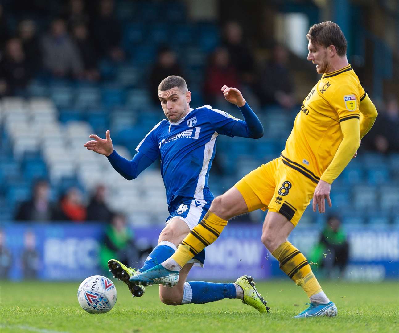 Stuart O'Keefe doing what he does best against MK Dons Picture: Ady Kerry