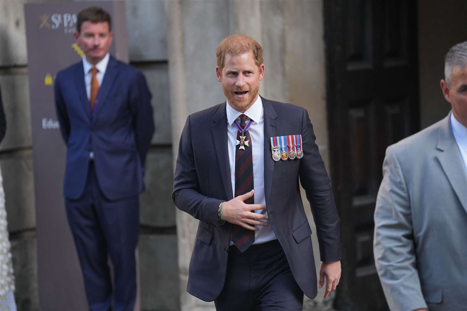 The Duke of Sussex leaving St Paul’s Cathedral after attending the 10th anniversary service of the Invictus Games (Yui Mok/PA)