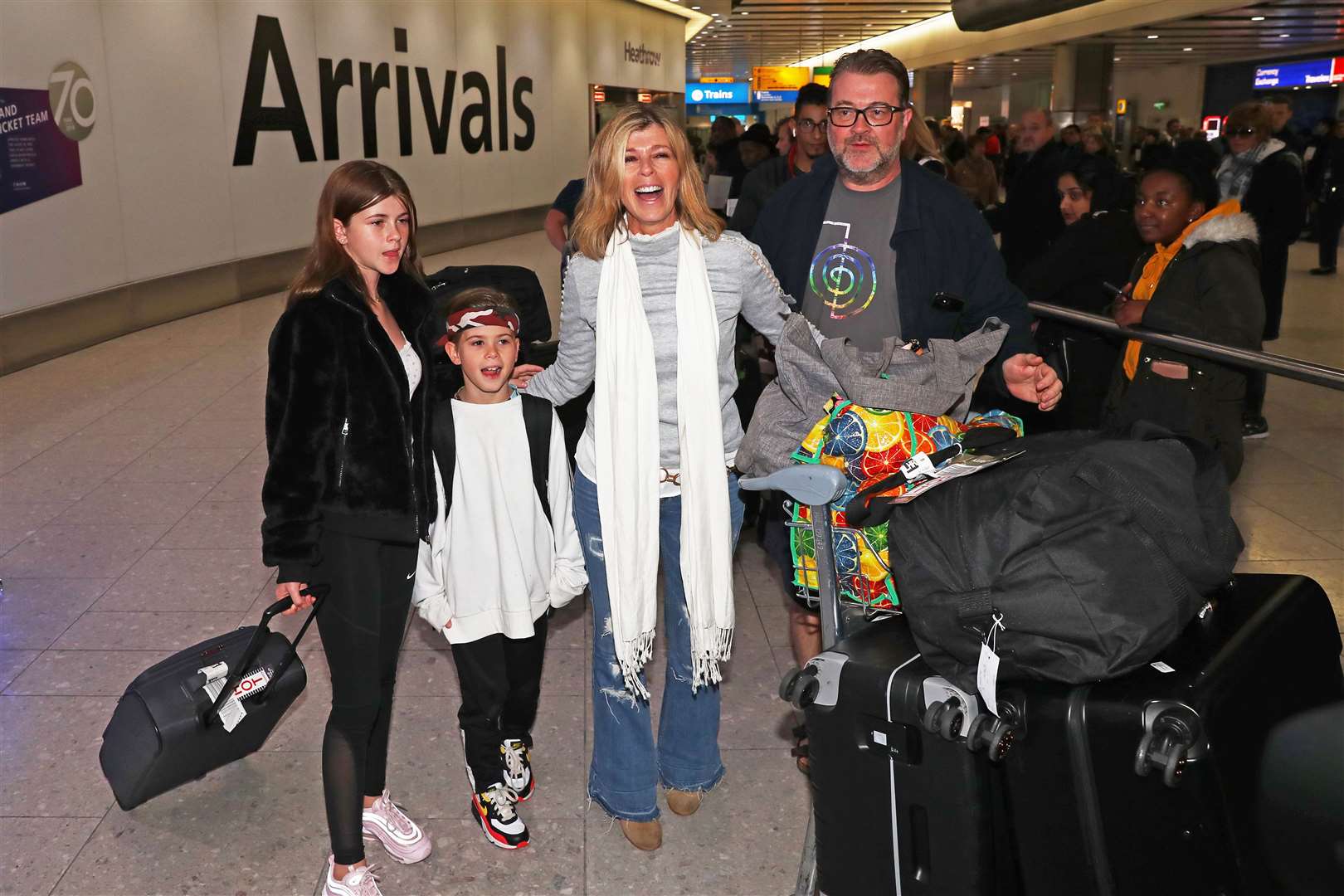 Kate Garraway with her family after the 2019 series of I’m A Celebrity … Get Me Out Of Here! (Steve Parsons/PA)