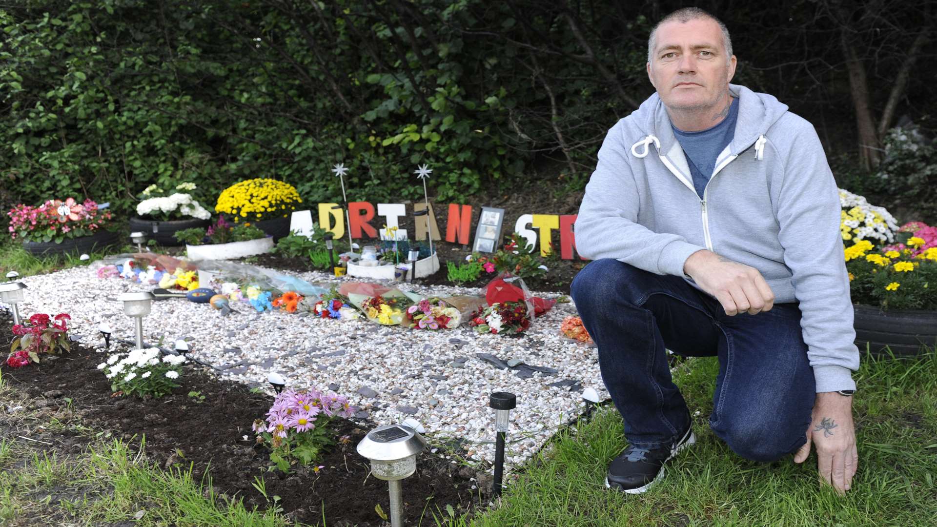 Adrian's father Andy Stroud at his son's memorial