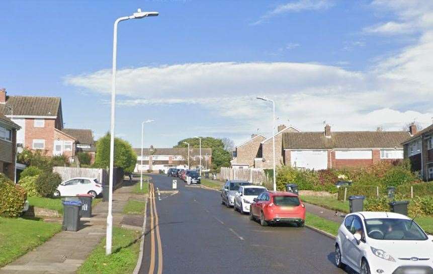 Police have been called to Tenterden Drive, Canterbury, after a crash between a motorbike and a van. Picture: Google