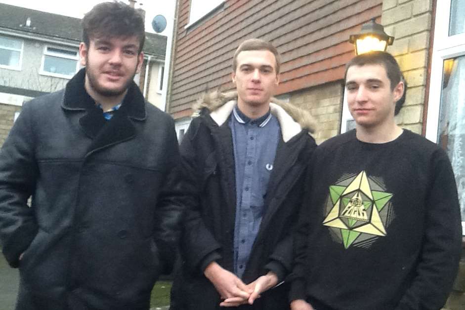 Three of the rescuers: from left, Harley West, Dominic Baker and Bruce Wilkinson