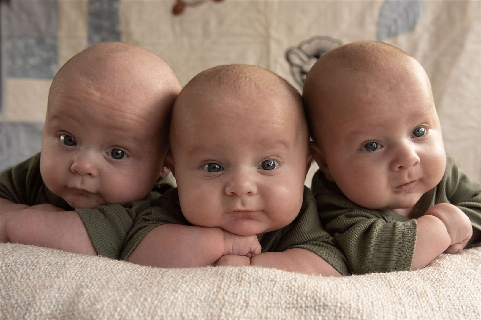 Triplets George, Harry and Oscar, from Margate, have starred in the Christmas special of Call The Midwife. Picture: EKHUFT