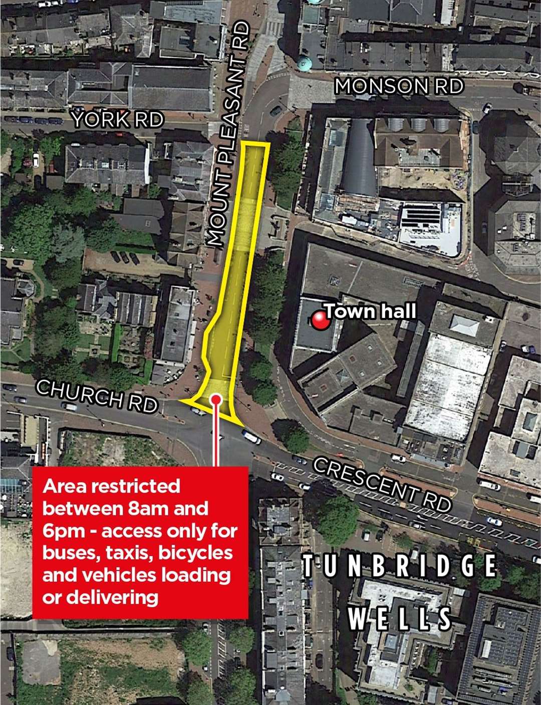 The small stretch of bus lane in the town centre