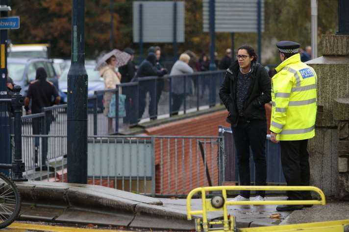 Emergency services at the Broadway bridge in Maidstone town centre