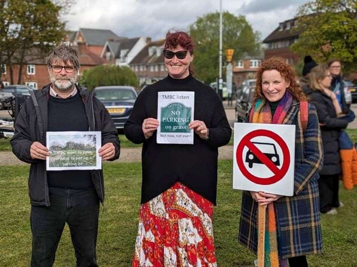 Mark Hood and campaigners Kath Baron and Anna Cope at Upper Castle Fields