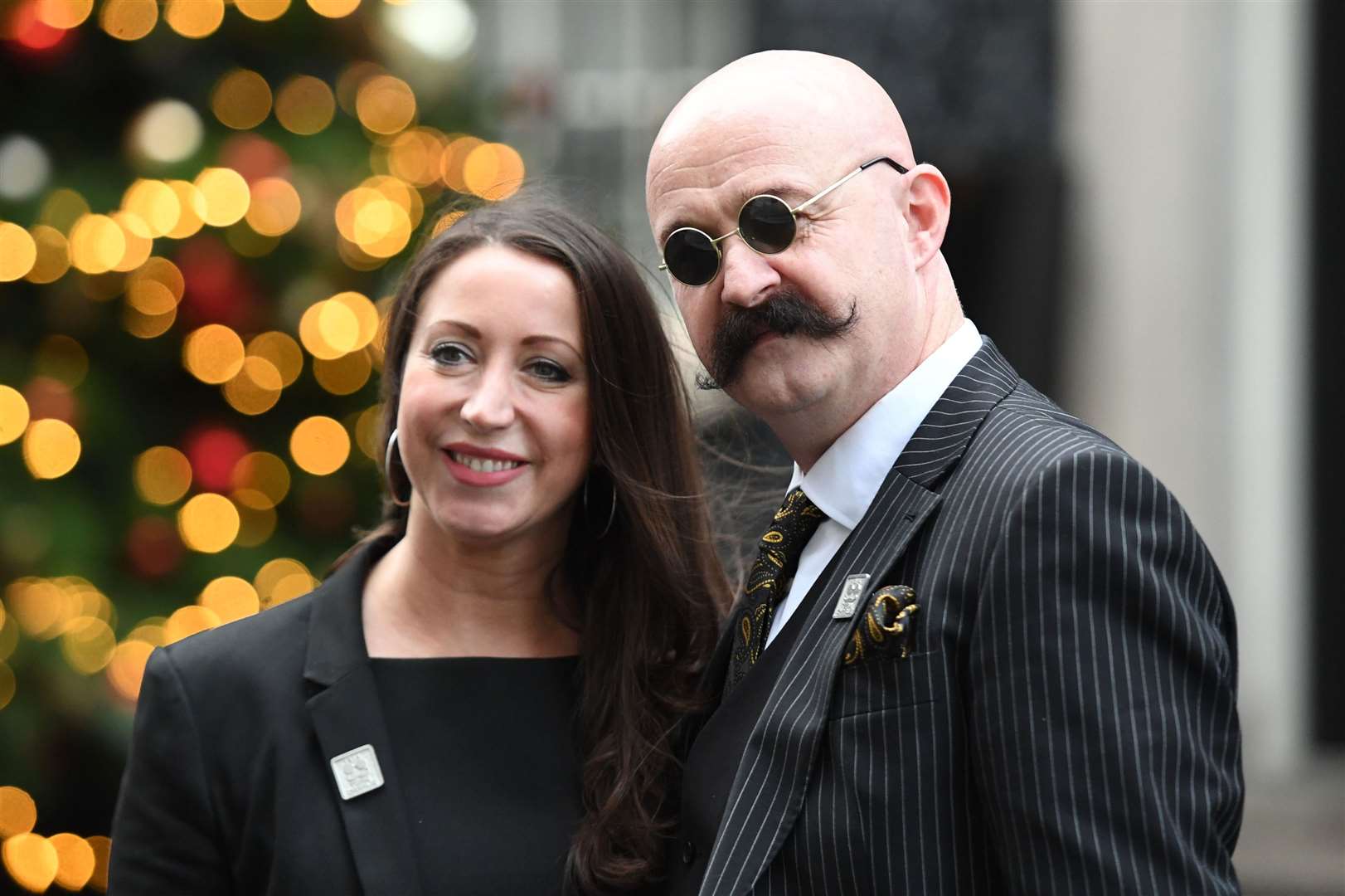 Paula Williamson with a Charles Bronson lookalike (Victoria Jones/PA)