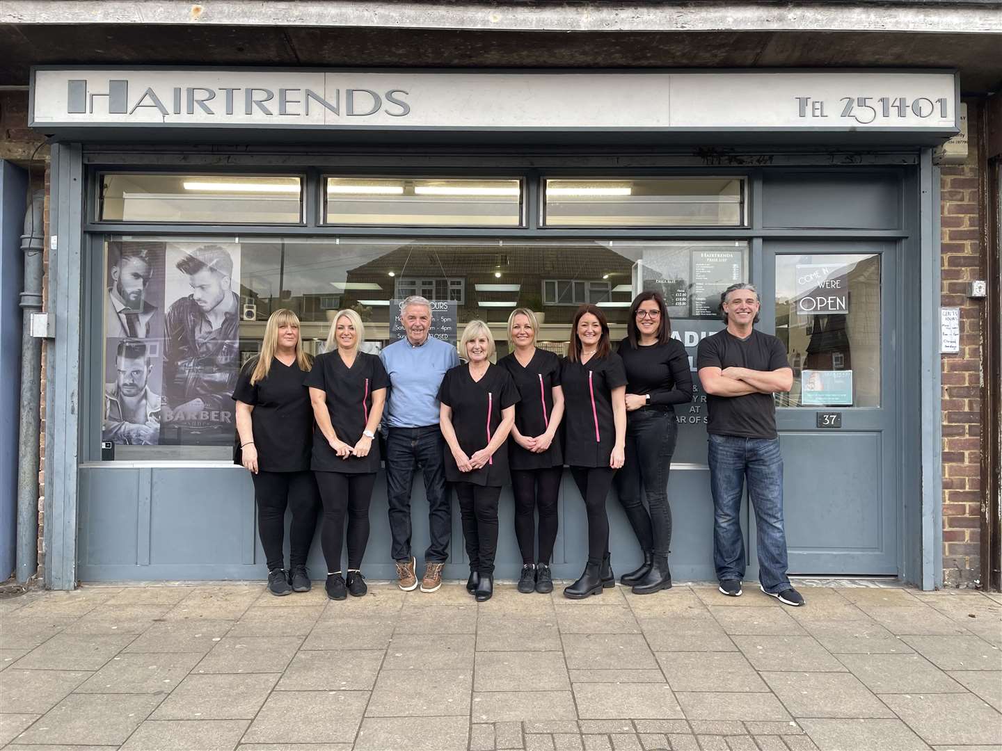 The Hairtrends team, from left: Michelle, Trudy, Phil and Janette Miller, Kelly, Rea, Vicky and Keith