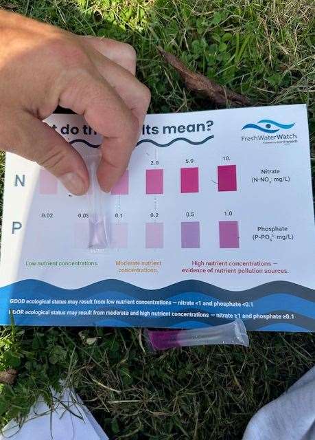 Categorizing the water samples in the test kit according to colour coding