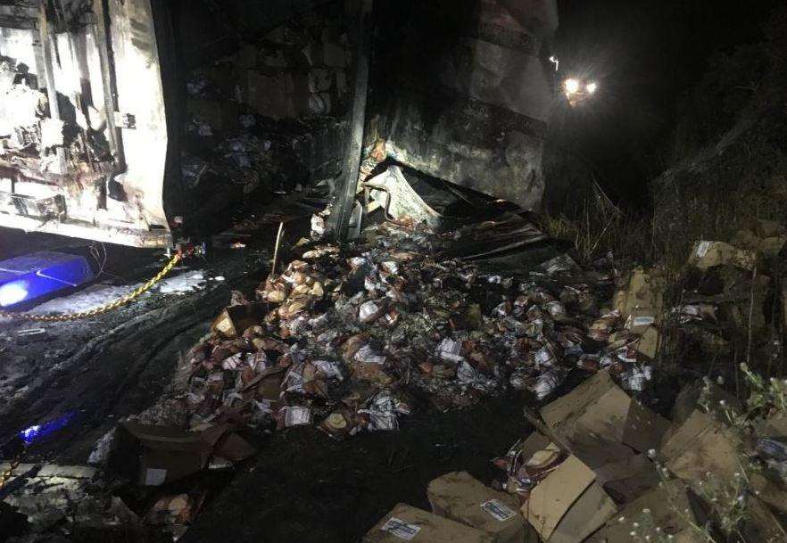 The lorry was carrying food produce. Pic: @HighwaysSEAST (4330945)