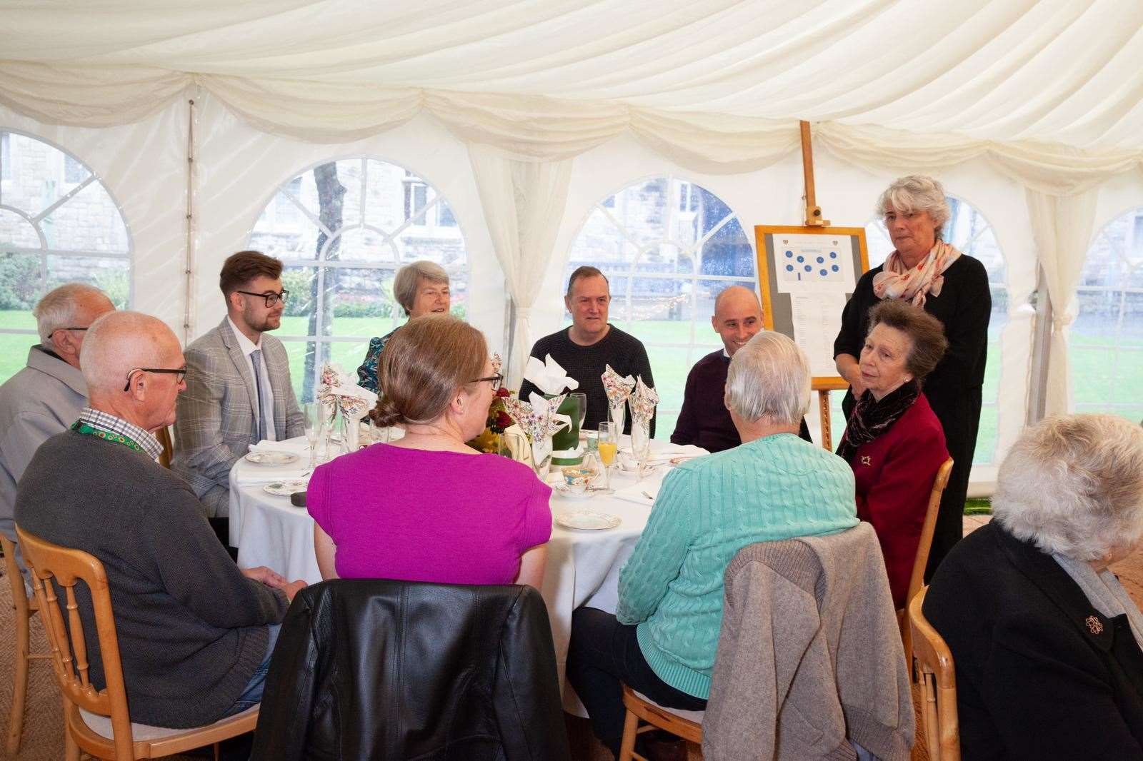 Princess Anne meets staff, trustees and residents at the Cutbush and Corrall almshouses in College Road, Maidstone