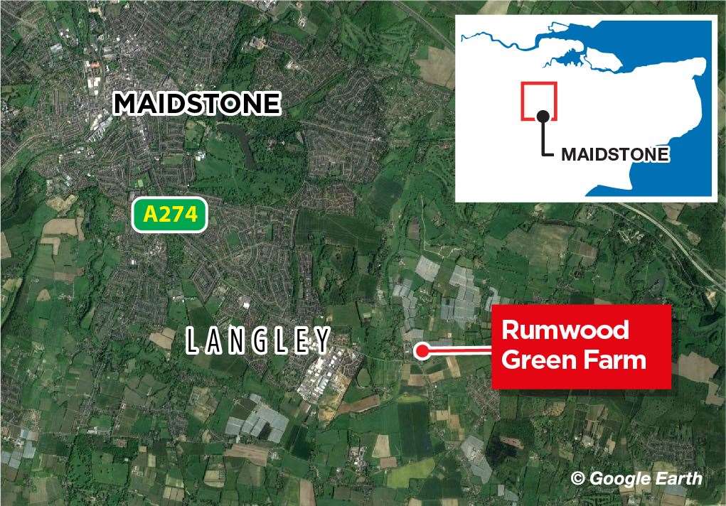 The incident is at Rumwood Green farm in Maidstone. Picture: KM Graphics