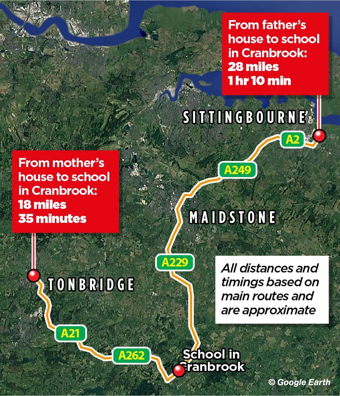 The distance between Milo's mum and dad's houses and his new school in Cranbrook