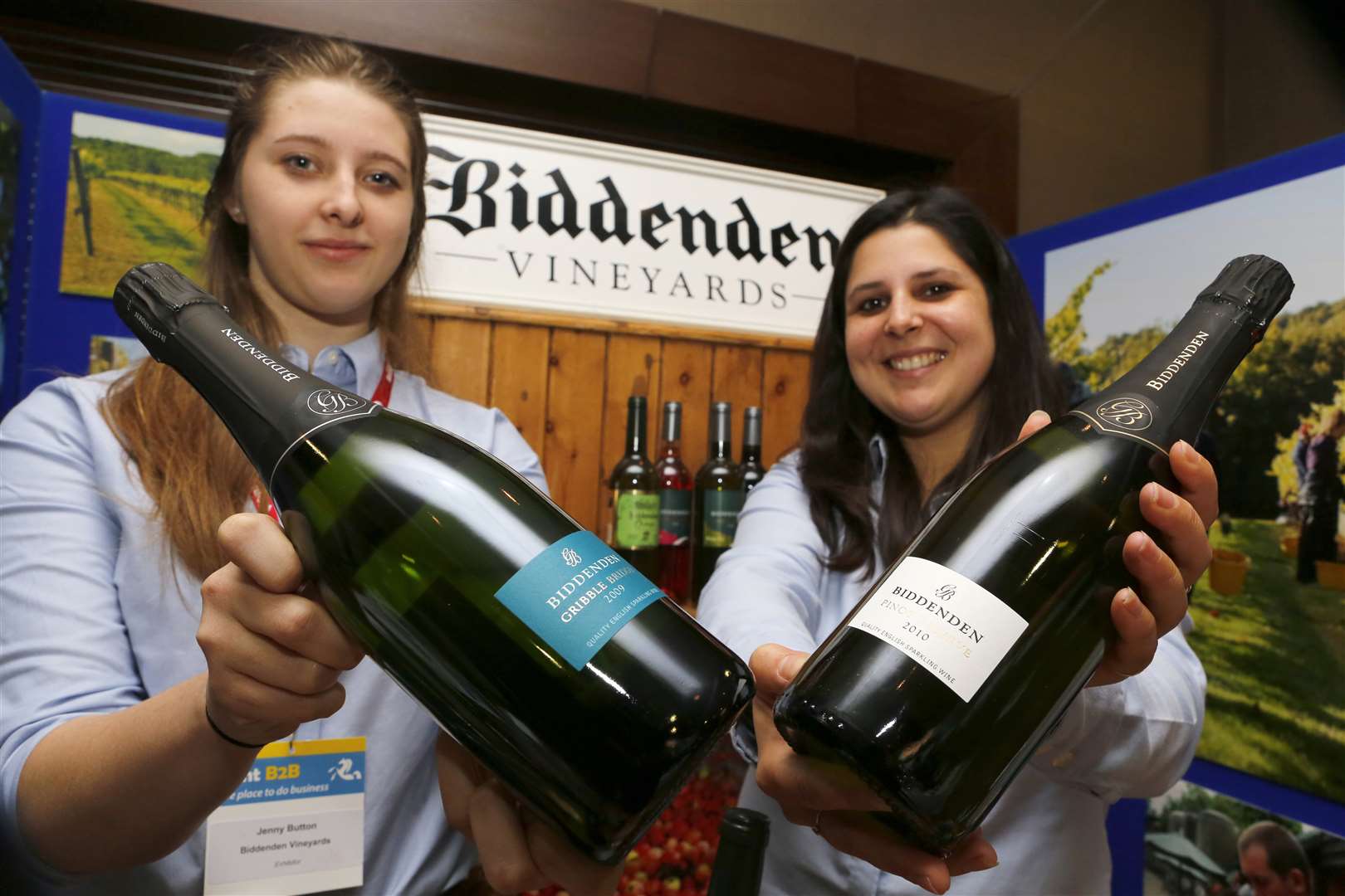 Jenny Button and Jess Ferdinands from Biddenden Vineyards exhibiting at Kent B2B