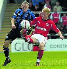 Gillingham captain Barry Fuller in action against Morecambe in August 2010