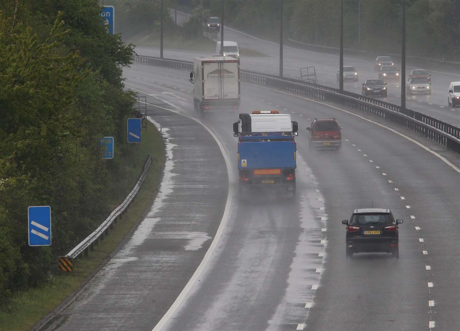 Two London-bound lanes on the M20 were closed between Junctions 7 and 8. Picture: John Westhrop