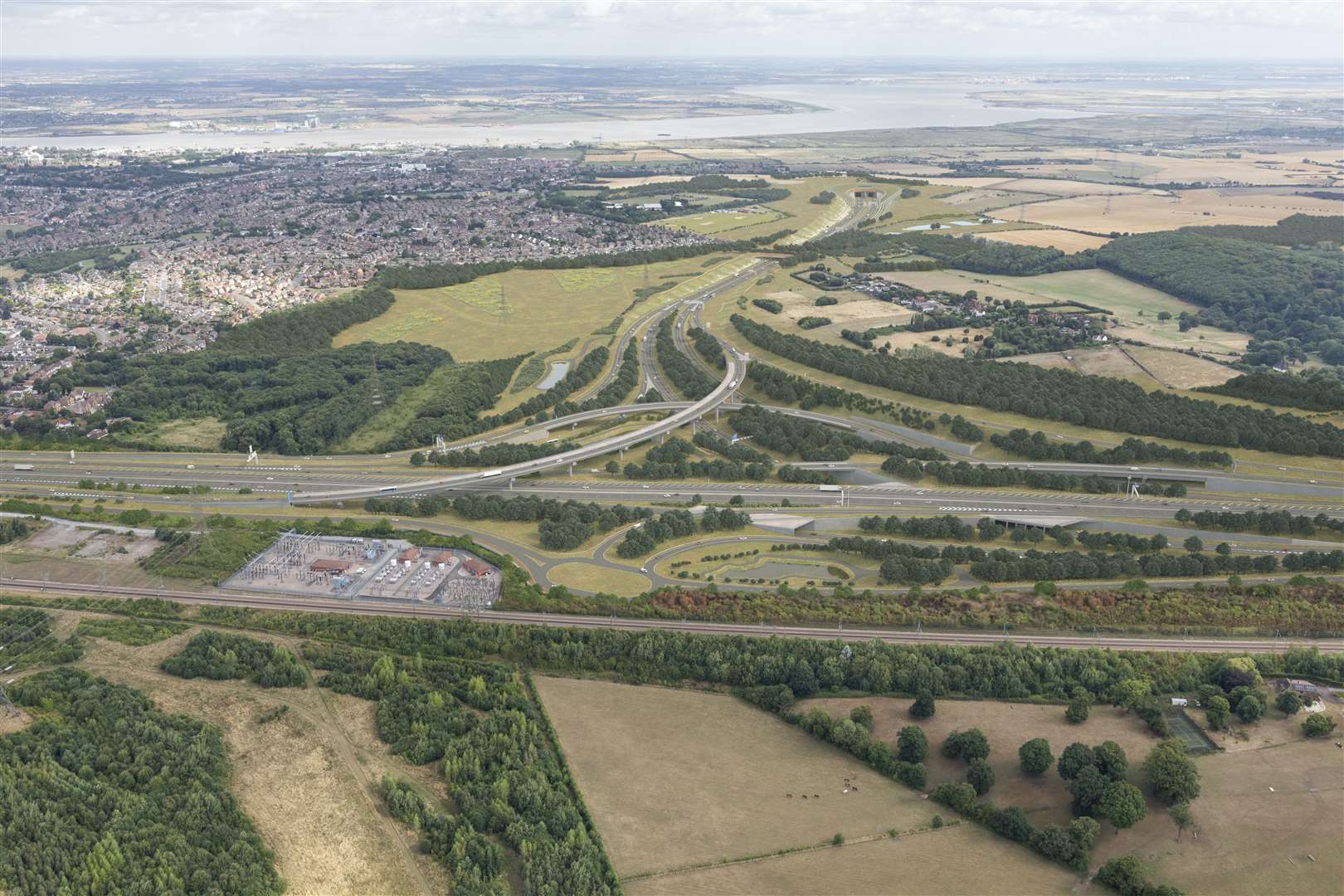 The Lower Thames Crossing propsoals for the M2/A2 junction looking north. Picture: Highways England/Joas Souza Photographer