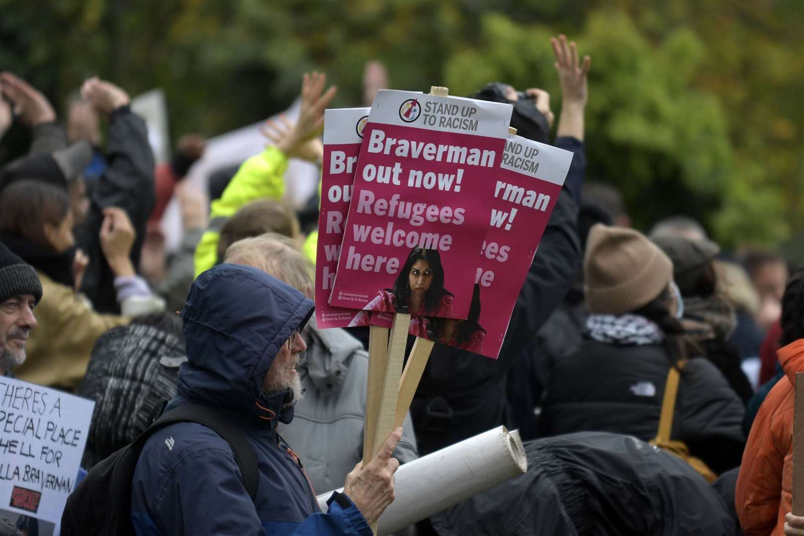 Demonstration outside of the Manston immigration processing site on Sunday, November 6. Picture: Barry Goodwin