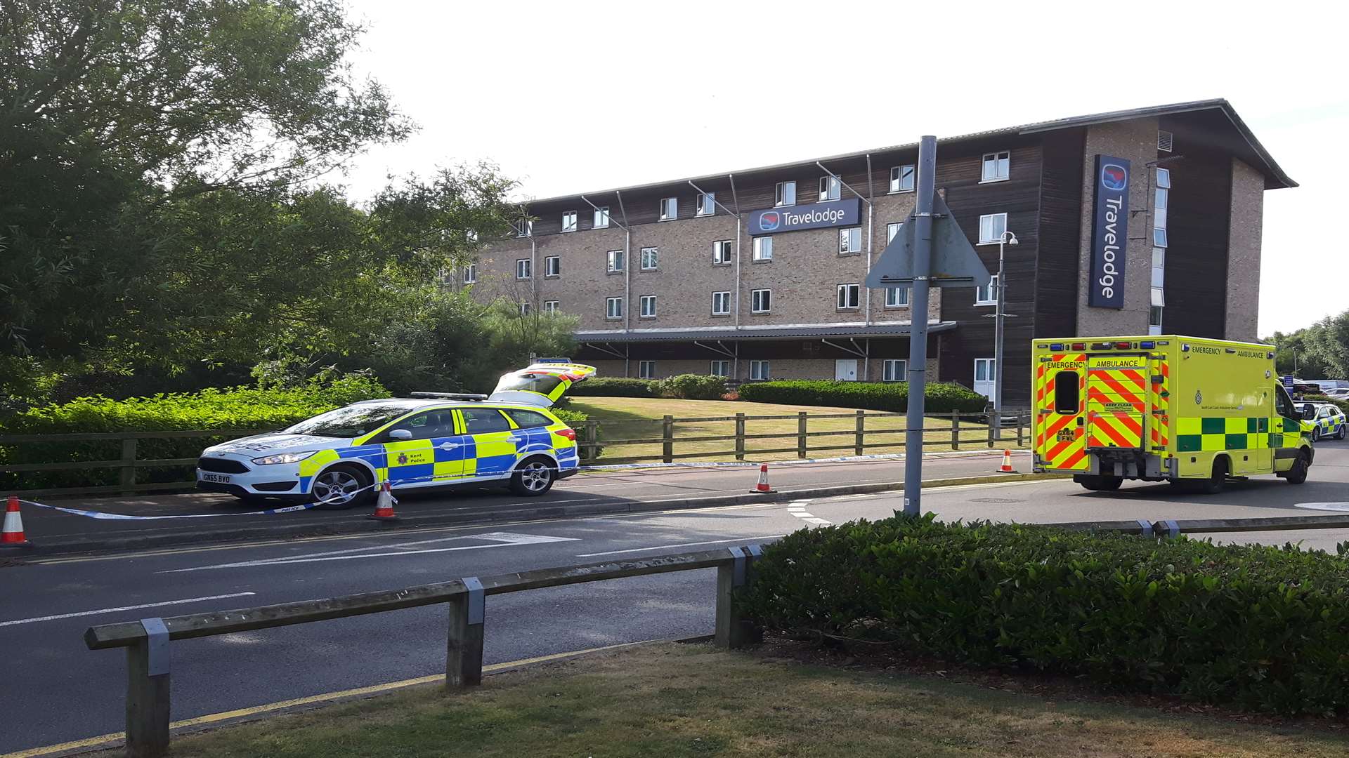 Police and ambulance crews at the scene. Picture: Aidan Barlow.