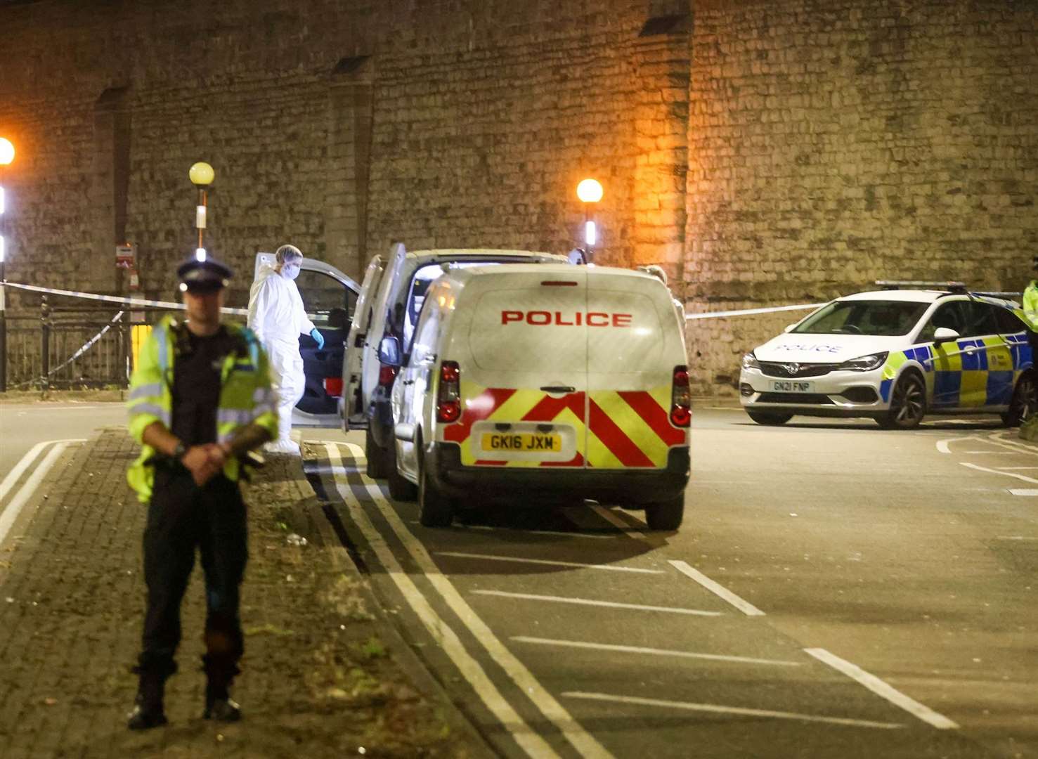 Police at the scene of the suspected murder near the Hare and Hounds pub in Maidstone. Picture: UKNIP