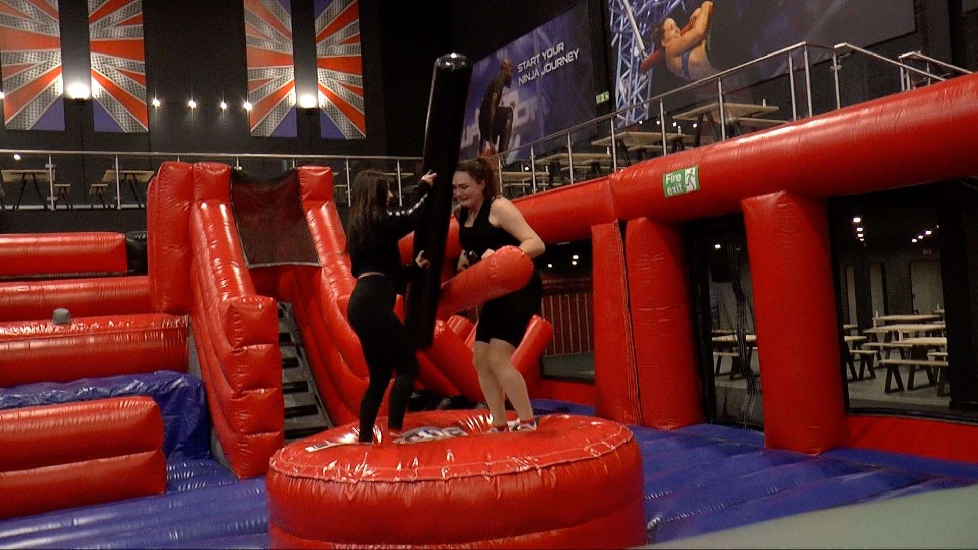 Megan and Laoise jousting