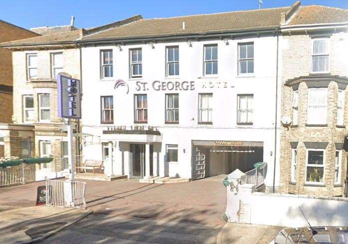 The couple rowed outside the St George Hotel, in Chatham. Picture: Google Maps