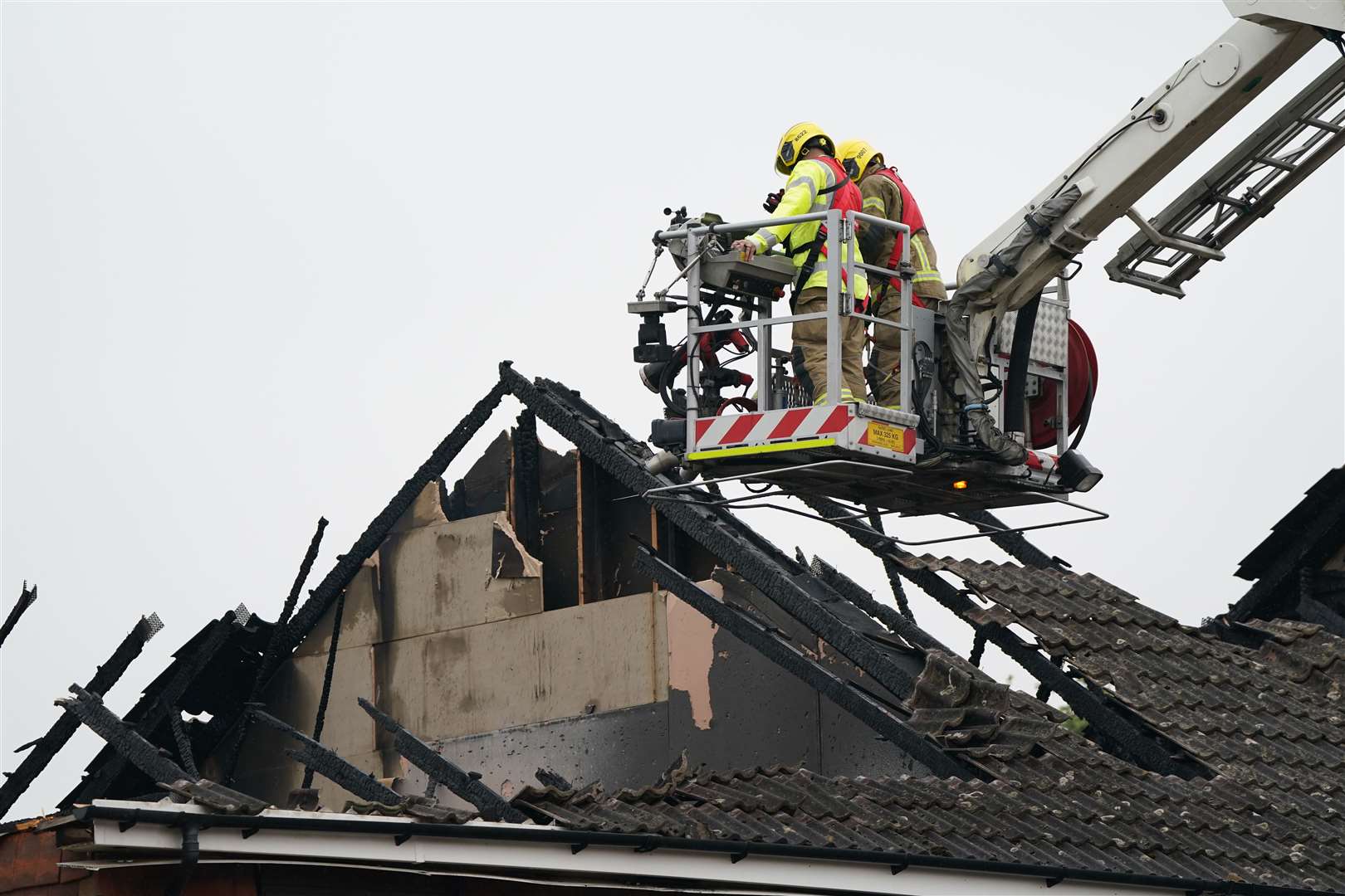 Firefighters at the scene on Mercia Avenue in Andover (Andrew Matthews/PA)