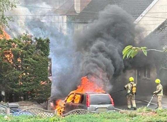 Firefighters were called to a car on fire in Sevenoaks Road in Borough Green