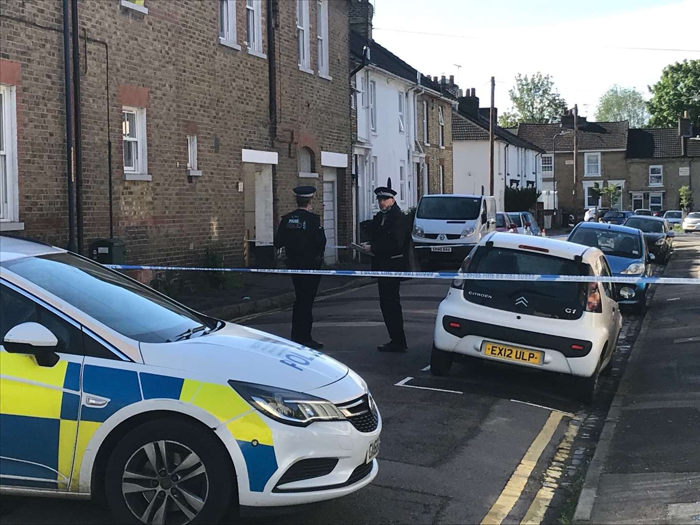 Police cordon in Scott Street, Maidstone