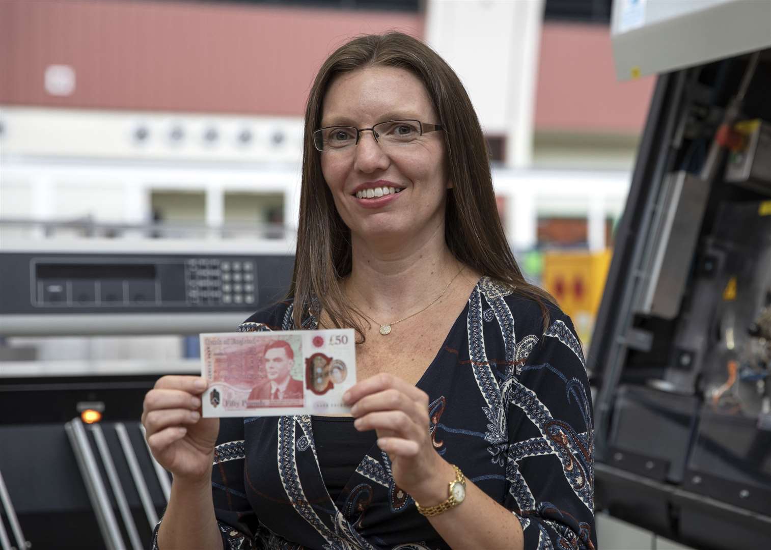 Sarah John, Chief Cashier at the Bank of England, holding the new £50 note (Bank of England/PA)