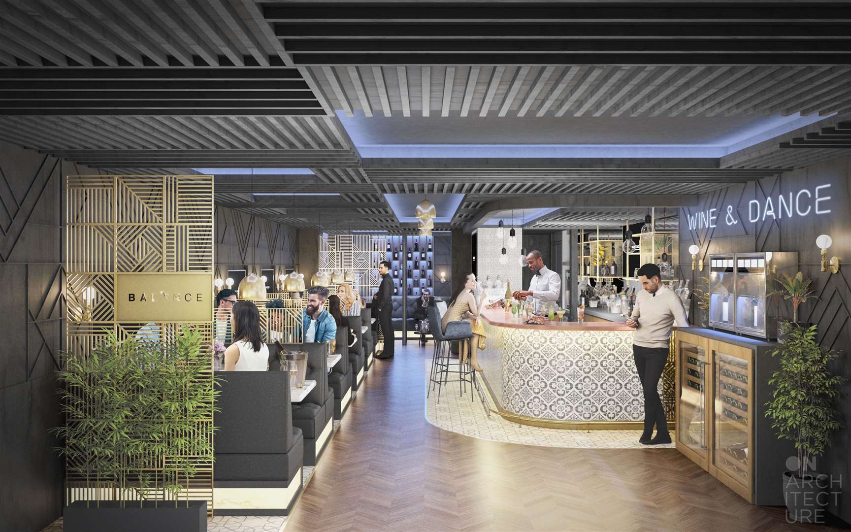 CGI showing the planned interior of Balance Bar