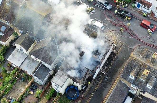 Seven fire engines were called to St Mary's Road in Faversham after a blaze. Picture: UKNIP