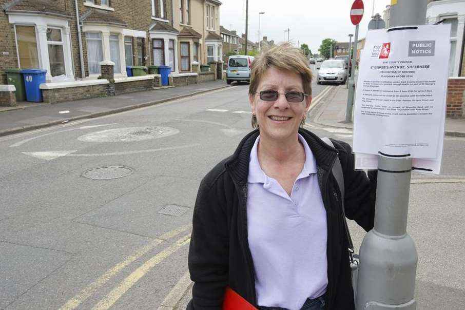 Cllr Angela Harrison has funded the removal of the mini-roundabout at the junction of Granville Road and St George's Avenue, Sheerness