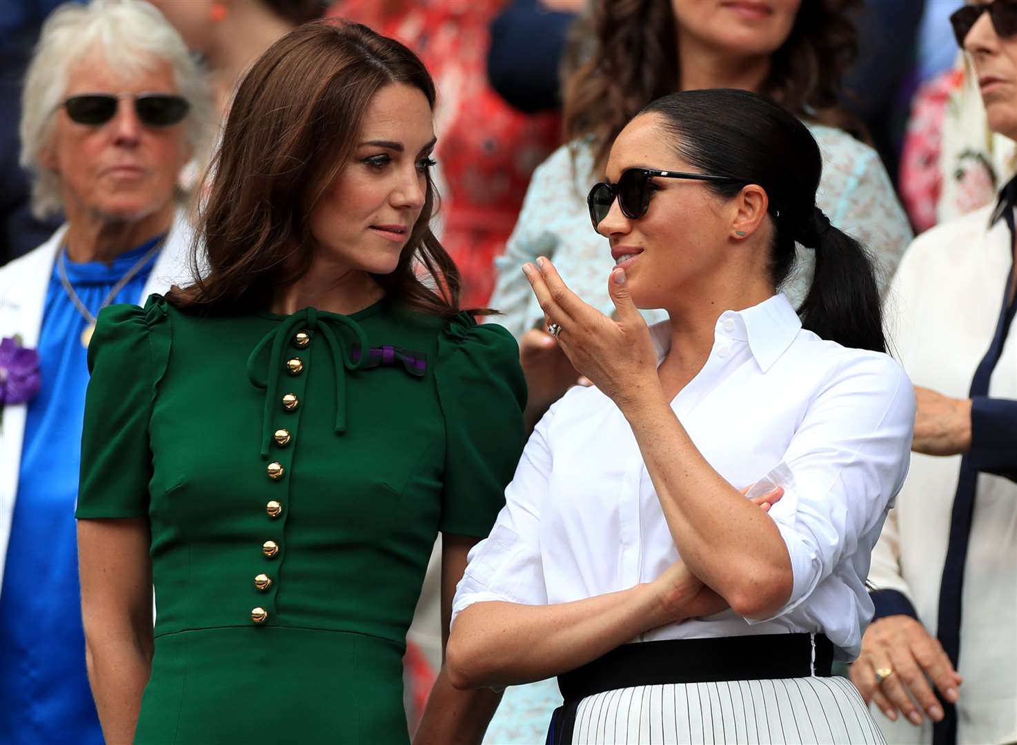 Kate and Meghan at Wimbledon in 2019 (Mike Egerton/PA)