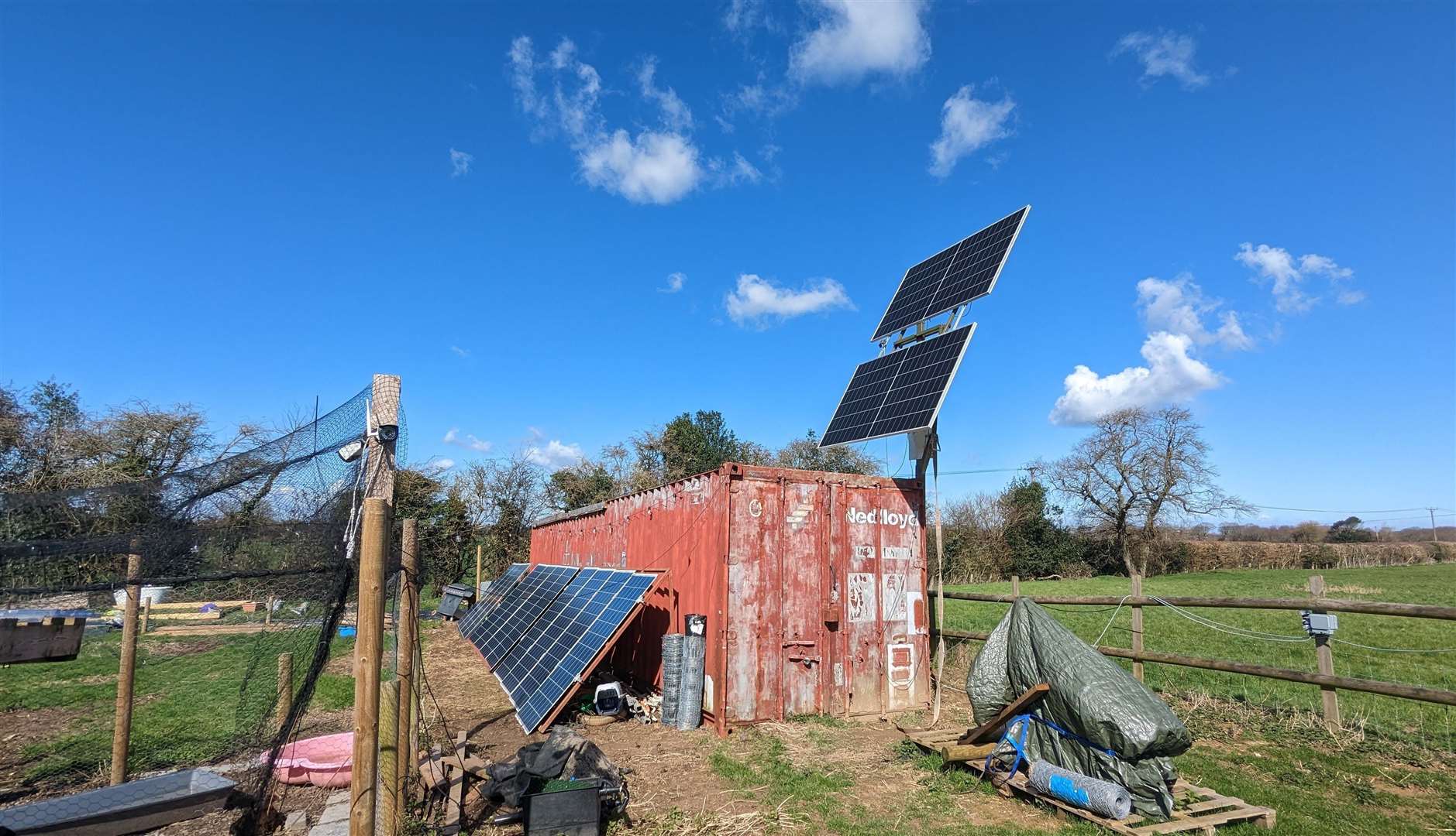 The family's home is powered by solar panels