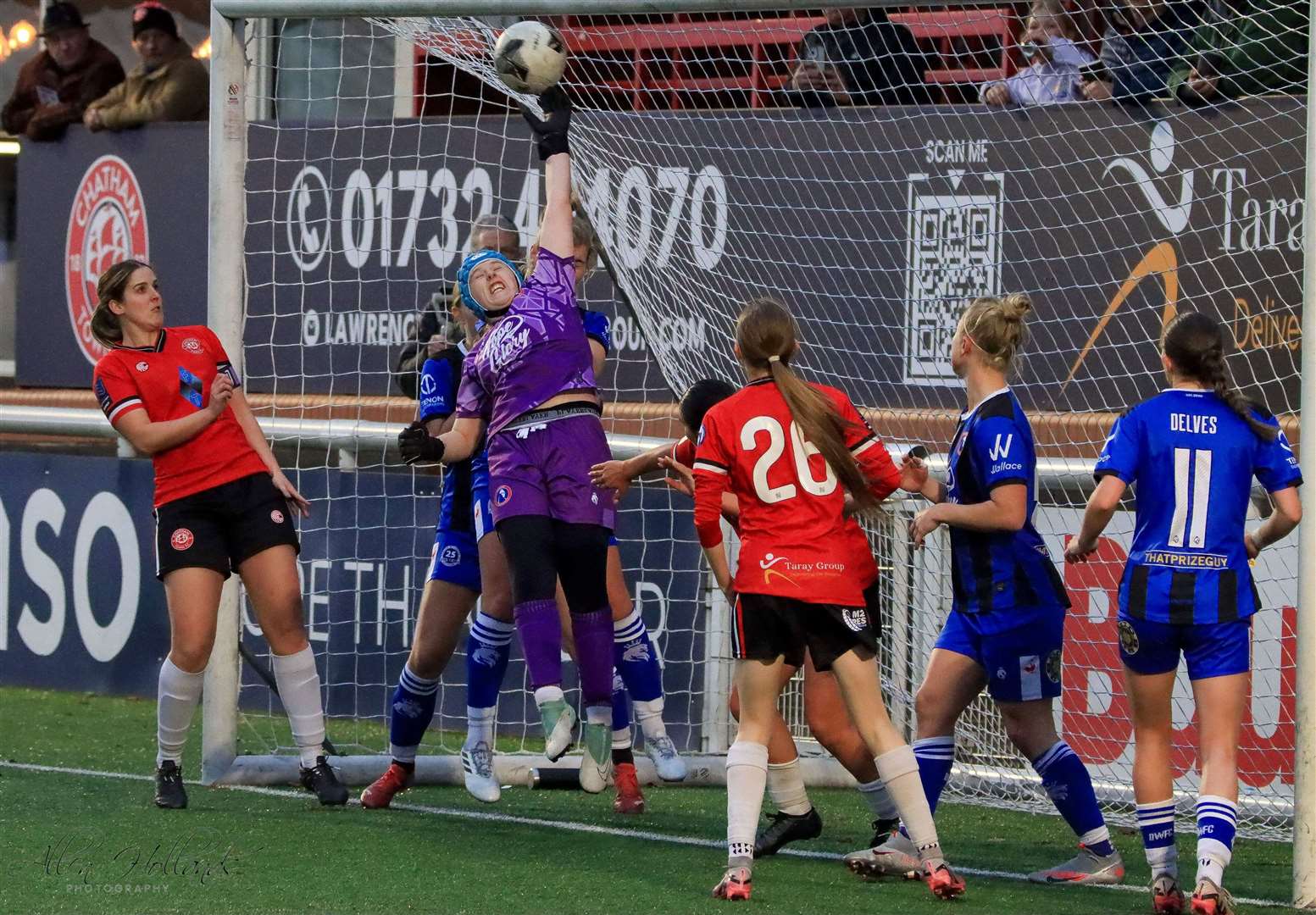 The Dorking keeper is put under pressure by Chatham Town Picture: Allen Hollands