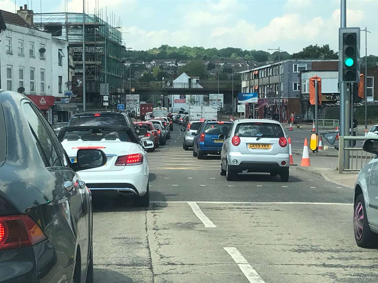 Traffic queueing through Strood following the opening of the McDonald's drive thru. Picture: Zak Owen