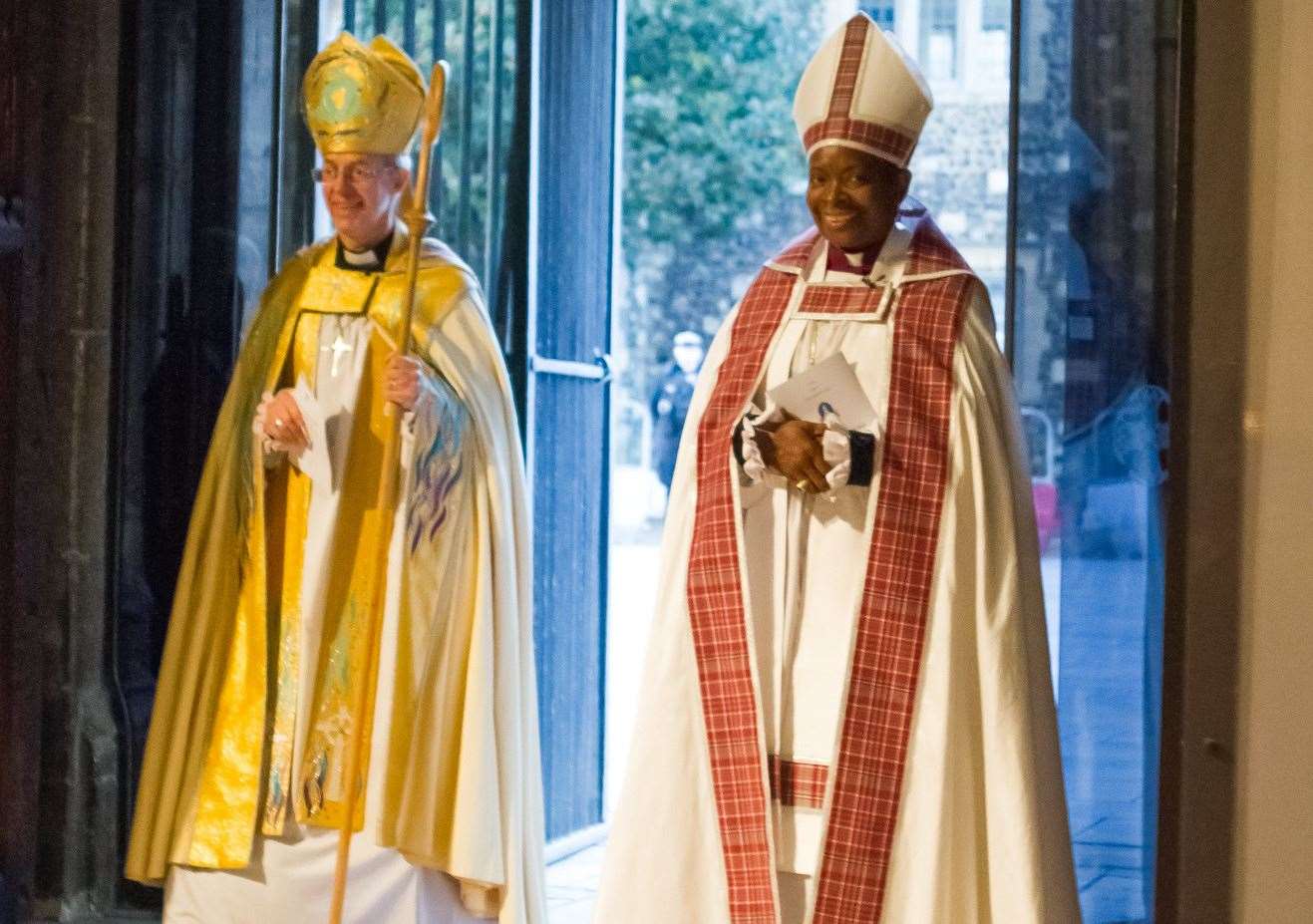 The Bishop and Archbishop enter the cathedral Picture: Jim Drew